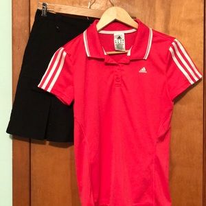 Pink adidas golf shirt